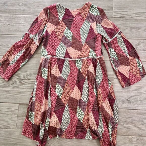 Nanette Lepore Womens Multicolor Patchwork Long Sleeve Boho Dress Size 10 - Picture 7 of 8